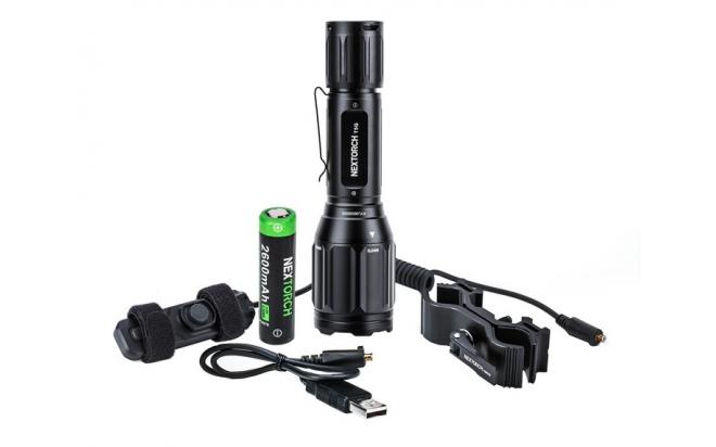 Комплект - фонарь Nextorch T5G Hunting Set v2.0 1200 lm белый + 170 lm зелёный, выносная кнопка, кронштейн, аккумуляторы