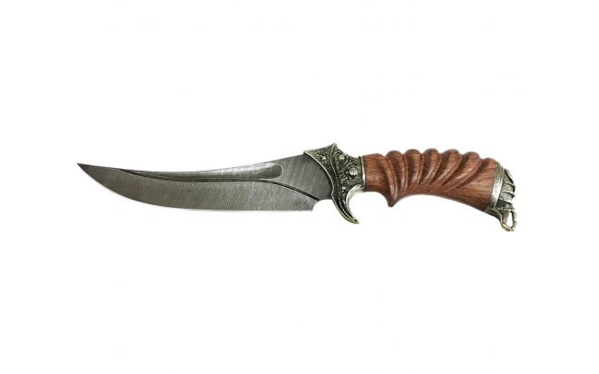 Нож Корсар дам.ст, литье скорпион, резная рукоять из ценных пород