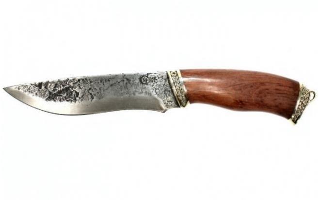 Нож Беркут кован., ст. 9ХС, литье, рукоять из ценных пород дерева