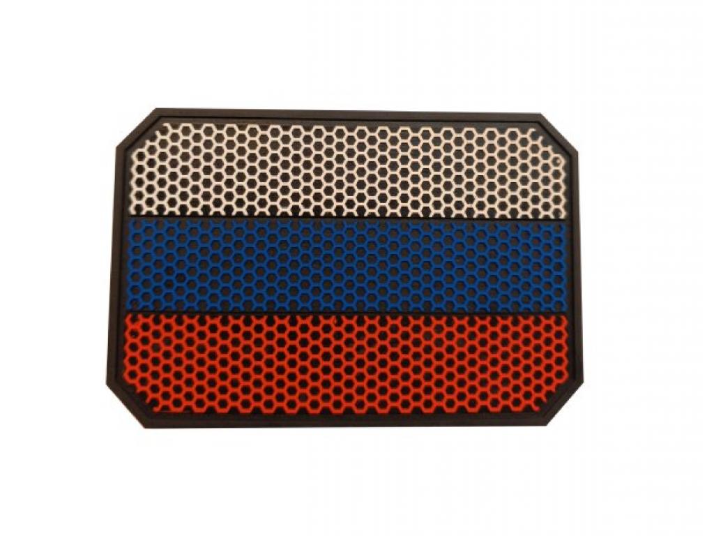 Нашивка PVCZnak Velcro Флаг России Octagon, соты 90x60 Black Нашивка PVCZnak Velcro Флаг России Octagon, соты 90x60 Black