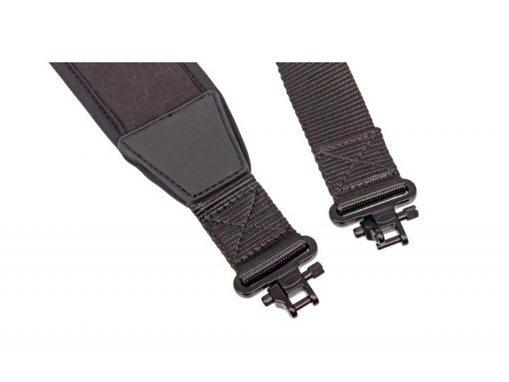 Ремень оружейный ShotTime с быстросъемными антабками (двухточечный, черный), вид анатбок Ремень оружейный ShotTime с быстросъемными антабками (двухточечный, черный), вид анатбок