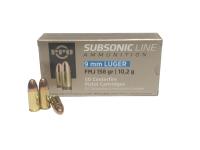 Патрон 9x19 Luger FMJ Subsonic 10,2 PPU (в пачке 50 штук, цена 1 патрона)