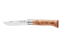 Нож Opinel серии Tradition Alpine Advantures №08 (клинок 8,5 см, нержавеющая сталь, рукоять дуб, рисунок горный велосипед)