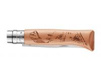 Нож Opinel серии Tradition Alpine Advantures №08 (клинок 8,5 см, нержавеющая сталь, рукоять дуб, рисунок горный велосипед) - сложенный