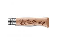 Нож Opinel серии Tradition Alpine Advantures №08 (клинок 8,5 см, нержавеющая сталь, рукоять дуб, рисунок горные лыжи) - сложенный