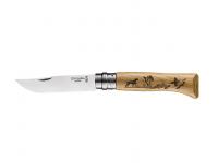 Нож Opinel серии Tradition Animalia №08 (клинок 8,5 см, нержавеющая сталь, рукоять дуб, рисунок собака)