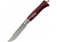 Нож Opinel серии Tradition Trekking №08 (клинок 8,5 см, нержавеющая сталь, рукоять граб, красно-коричневый, темляк)