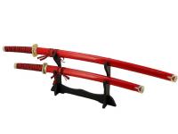 Набор самурайских мечей (2 штуки,  ножны алый мрамор, D-50020-YL-KA-WA)