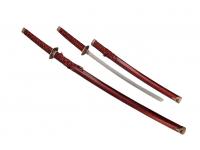 Набор  из двух самурайских мечей (ножны мрамор бордовый, D-50021-KA-WA)