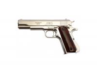 ММГ M1911A1 США 1911 1-я и 2-я Мировые войны 45 калибра (никелированный, накладки из дерева)