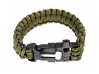 Браслет из паракорда Anbison Sports AS-SL0011OD с огнивом и свистком на защелке (темно-оливковый)