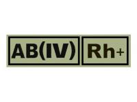 Шеврон PVCZNAK PC0057B-OD ПВХ (PVC) с велкро Группа крови AB(IV) Rh+ 130 х 30 мм (черный на темно-оливковом)