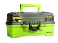 Ящик  для приманок и аксессуаров Plano(с 1-уровневой системой хранения, 2 отделения на крышке, дымчатый-ярко-зеленый)