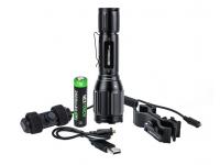 Комплект - фонарь Nextorch T5G Hunting Set v2.0 1200 lm белый + 170 lm зелёный, выносная кнопка, кронштейн, аккумуляторы