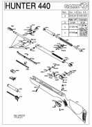 Пневматическая винтовка Gamo Hunter 440 4,5 мм (переломка, дерево) - взрыв-схема