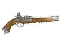 Пистолет кремневый Denix Италия, XVIII век, никель (DE-1104-G)
