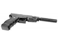 Пистолет Shantou B01504 с глушителем пружинный 6 мм (пластик) - вид справа и снизу