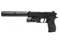 Пистолет Shantou 100000244 с ЛЦУ и глушителем пружинный 6 мм (пластик)