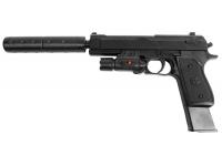 Пистолет Shantou 100000174 с ЛЦУ и глушителем пружинный 6 мм (пластик)