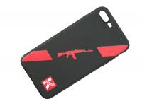 Чехол Калашников для iPhone 7 Plus, 8 Красный автомат, силикон  сбоку