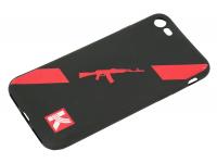 Чехол Калашников для iPhone 7, 8 Красный автомат, силикон сбоку