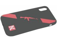 Чехол Калашников для iPhone X, XS Красный автомат, силикон вид сбоку