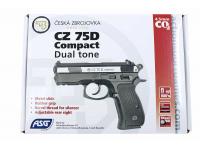 Пневматический пистолет ASG CZ-75 D Compact пластик, подвижный никелированный металлический затвор 4,5 мм вид 1