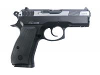 Пневматический пистолет ASG CZ-75 D Compact пластик, подвижный никелированный металлический затвор 4,5 мм вид 2