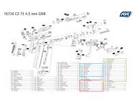 взрыв схема к пневматическому пистолету ASG CZ-75 P-07 Duty