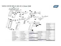 взрыв схема к пневматическому пистолету ASG Steyr M9-A1 мет.затвор