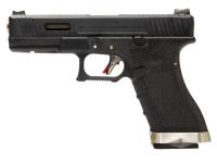 Пистолет WE-G001WET-5 Glock-17 G-Force (слайд металл черный, рамка черная, ствол хром)