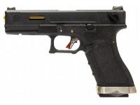 Пистолет WE-G002WET-1 Glock 18 G-Force (G18C T1) (слайд металл черный, рамка черная, ствол хром)