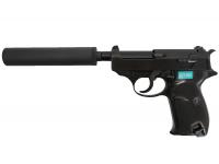 Пистолет WE-P011SBOX-BK-P38 Walther P38 GBB (металл, укороченный с глушителем) Black