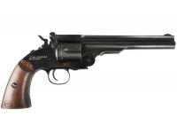 (УЦЕНКА) Пневматический револьвер ASG Schofield-6 aging black пулевой 4,5 мм №19E72751 вид сбоку