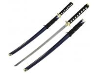 Набор самурайских мечей (2 меча, ножны синие, гарда золотое солнце)
