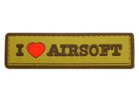 Нашивка PVC (ПВХ) ZL01089 с велкро I Love Airsoft (койот)