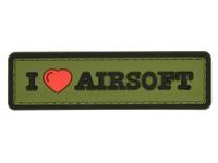 Нашивка PVC (ПВХ) ZL01005 с велкро I Love Airsoft (олива)