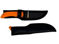Нож AccuSharp Gut Hook Knife разделочный (оранжевый), вид в чехле