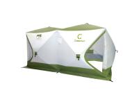 Палатка зимняя куб Следопыт Premium 4,2x2,1 м, S по полу 8,8 кв.м (3-х слойная, оливково-белый)
