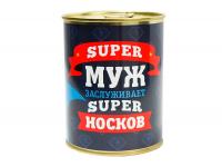 Подарочные носки в банке Супермужу (мужские, черный)
