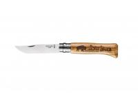 Нож Opinel No.8 Animalia (рукоять дуб, гравировка бизон)