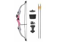 Лук блочный Man Kung для начинающих,розовый,прицел,полочка,2 стрелы, крага, кивер (MK-CB006P) Лук блочный Man Kung для начинающих,розовый,прицел,полочка,2 стрелы, крага, кивер (MK-CB006P)