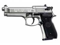 Пневматический пистолет Umarex Beretta 92 FS Никель 4,5 мм (черные накладки)