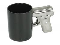 Кружка пистолет черная с серебристой ручкой вид №3