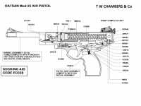 взрыв-схема пневматического пистолета Hatsan MOD 25 Supercharger