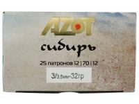 Патрон 12x70 Сибирь (Profi-Hunter) № 3 32 гр AZOT (в пачке 25 штук, цена 1 патрона) упаковка