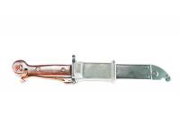 ММГ Штык-ножа АК ШНС-001-01 (для АКМ), коричневая рукоятка с рез. накладкой на мет. ножнах, без пропила, в кол. исполнении Люкс с деревянной рукоятью
