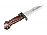 ММГ Штык-ножа АК ШНС-001-01 (для АКМ), коричневая рукоятка с рез. накладкой на мет. ножнах, без пропила, в кол. исполнении Люкс боковой вид