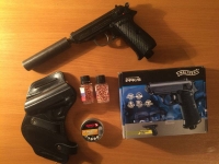 Umarex Walther PPK/S с кобурой и фальшглушителем