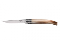 Нож Opinel серии Slim №10 (филейный, нержавеющая сталь, зеркальная полировка, рукоять-рог + футляр)